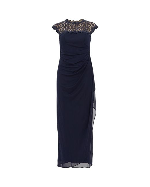 Gina Bacconi Blue Eleanor Maxi Mesh Dress With Cutout Back