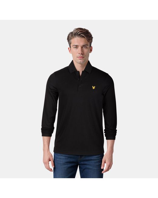 Lyle & Scott Black Tech Long-Sleeve Polo Shirt for men