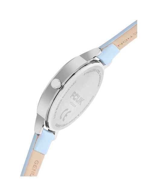 French Connection Blue Case Round Shape Strap Quartz Watch