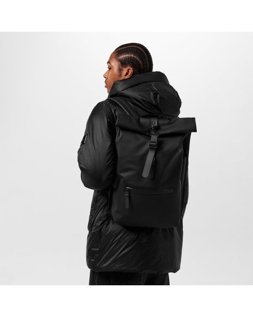 Rains Black Rolltop Rucksack