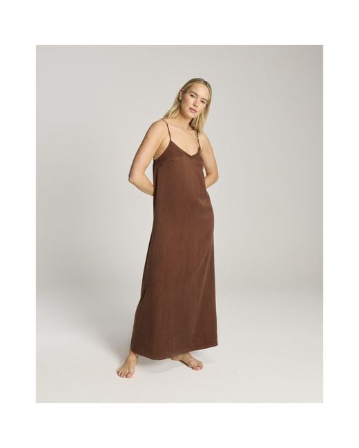 Nudea Brown Eco-Luxe Maxi Slip Dress