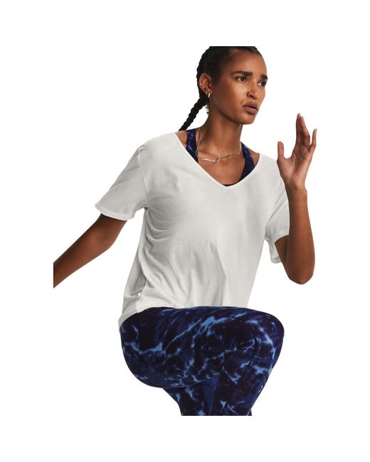 Under Armour White Deep V Short-Sleeve Performance Gym Top