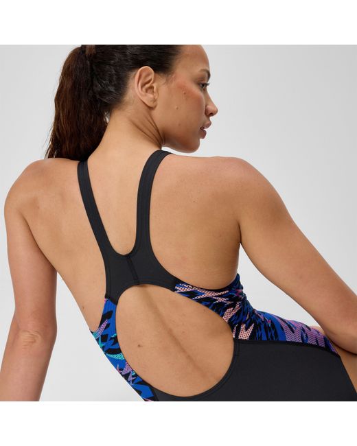 Speedo Blue Hb Splice Mb One Piece Swimsuit
