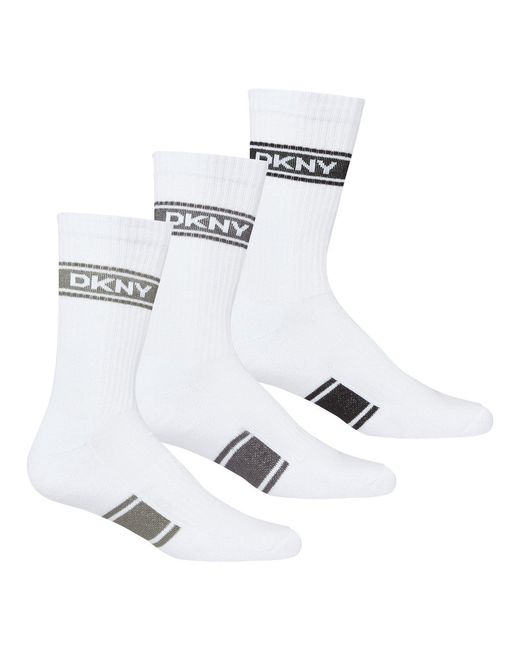DKNY White 3 Pack Sport Socks Lacon for men