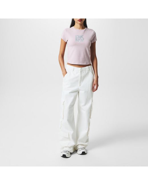DKNY White Logo Crop Top