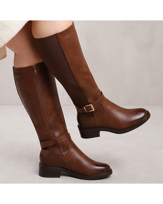Where's That From Brown Micah Stretch Wide-Calf Knee High Boots