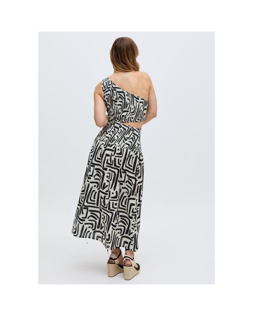 Raffya White Jazz Jersey One Shoulder Warhol Print Midi Dress