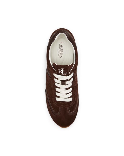 Ralph Lauren Brown Dani Suede & Leather Low-Profile Sneaker