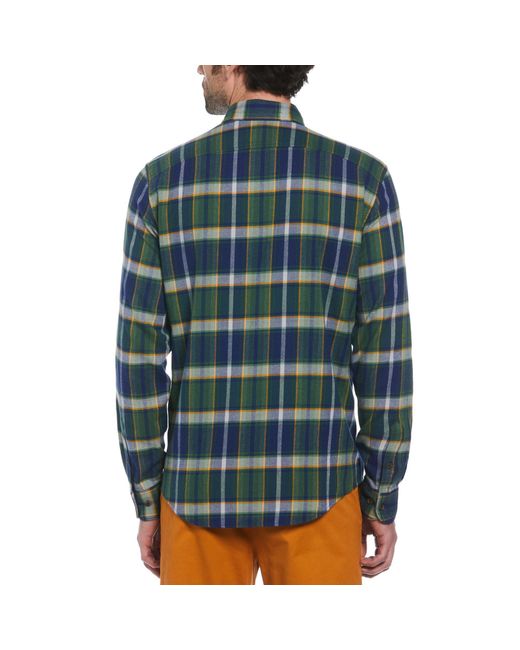 Original Penguin Ecoverotm Blend Plaid Flannel Shirt In Medieval Blue for men