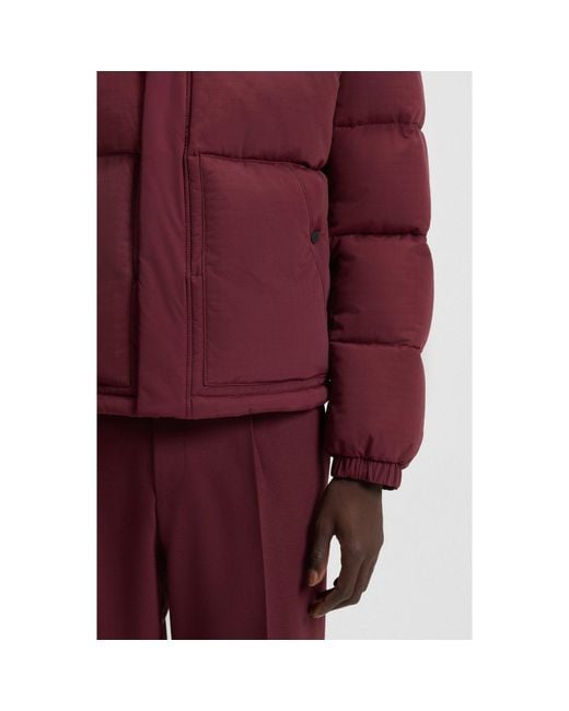 HUGO Purple Short Puffer Jacket for men