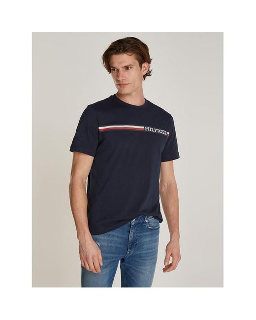 Tommy Hilfiger Blue Tommy Chest Strp Tee Sn43 for men