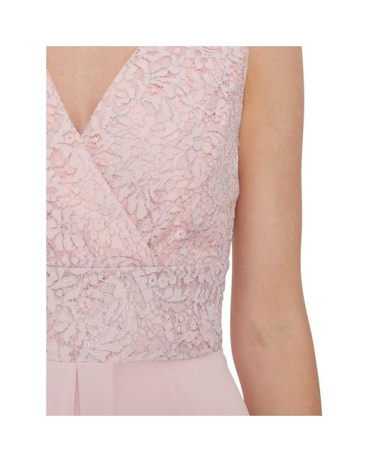 Gina Bacconi Pink Gracie Metallic Corded Lace Dress