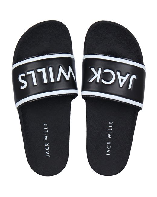 Jack Wills Black Jack Logo Sliders for men