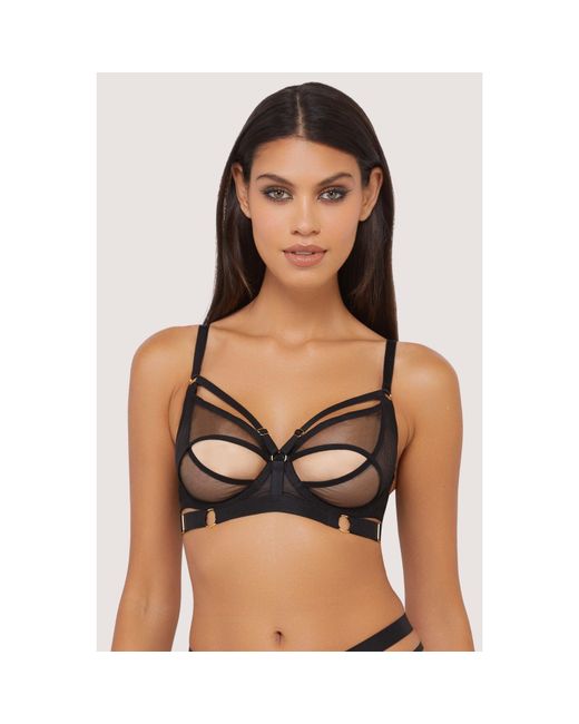 Wolf & Whistle Black Alexa Mesh Overlay Thick Strap Bra