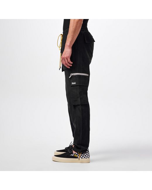 Rhude Black Cupro Cargo Pants for men