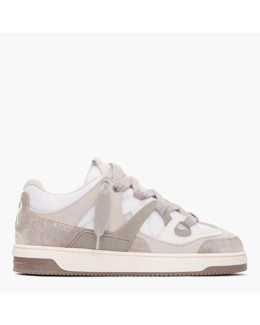 Represent White Panelled Canvas Chunky Sneakers for men
