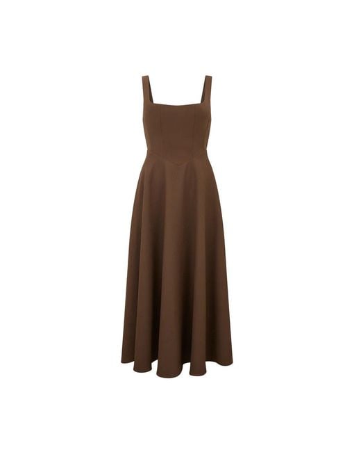 Odd Muse Brown The Ultimate Muse High Waist Square Neck Midi Dress