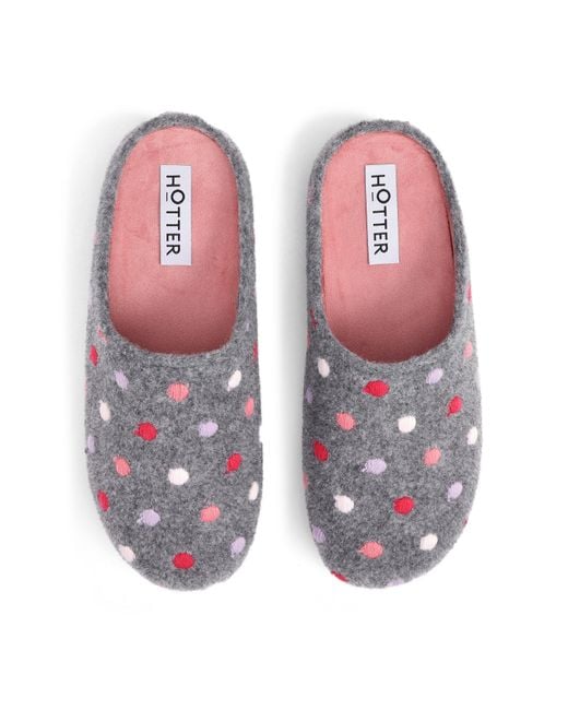 Hotter Gray Dotty Slippers