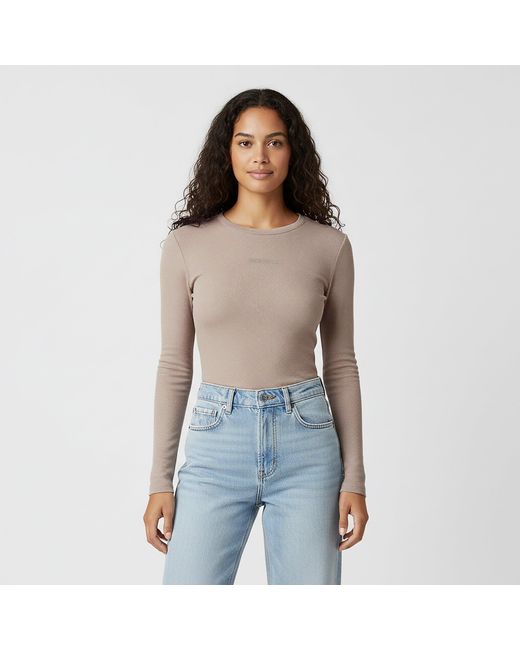 Jack Wills Gray Waffle Lsbaby Cotton Crew Neck Slim Fit Long Sleeve T-Shirt