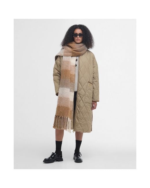 Barbour Natural Rhea Diamond Quilted Longline Jacket