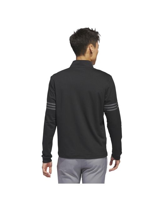 Adidas Black 3 Stripe Zip Top for men
