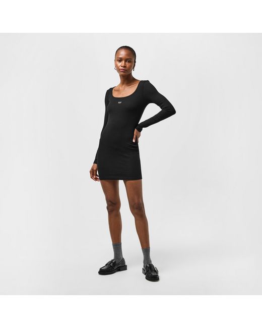 Guess Black Long Sleeve Rib Mini Dress