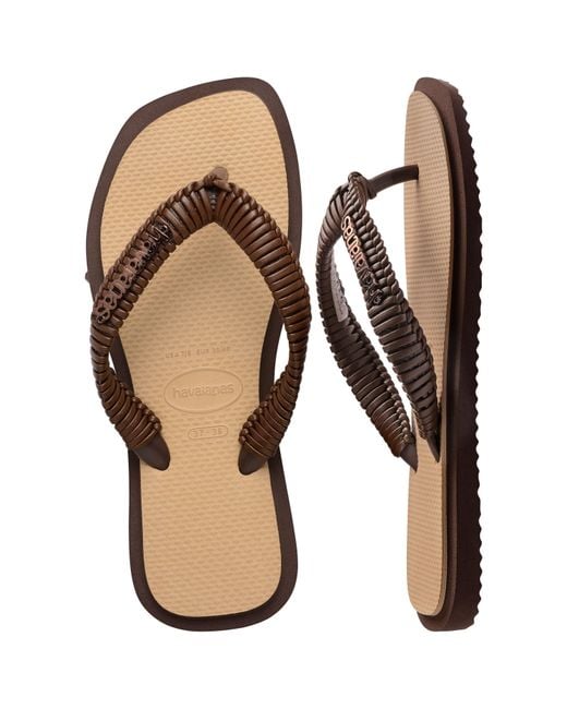 Havaianas Brown Top Sqr Fusion Boho Flip Flops