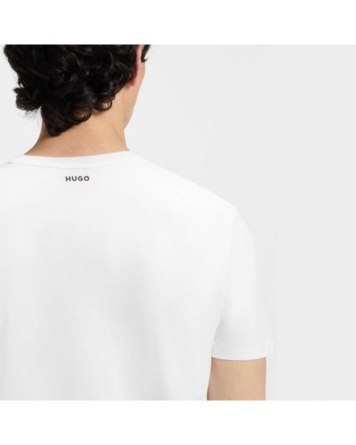 HUGO White Short Sleeve V Neck T Shirt for men