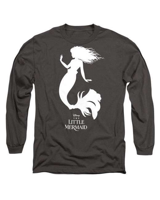 Disney Gray The Little Mermaid Ariel Silhouette Long Sleeve T for men