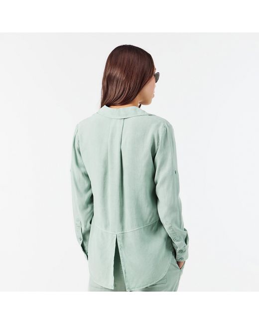 Bella Dahl Green Split Back Long-Sleeve Plain Shirt