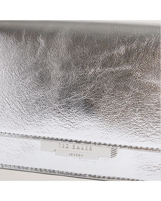 Ted Baker Gray Lock Detail Purse With Chain Strap
