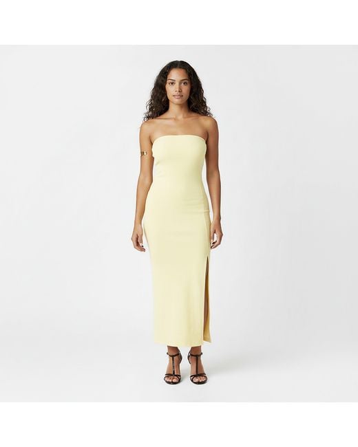 Jack Wills Yellow Classic Bandeau Knitted Jumper Dress