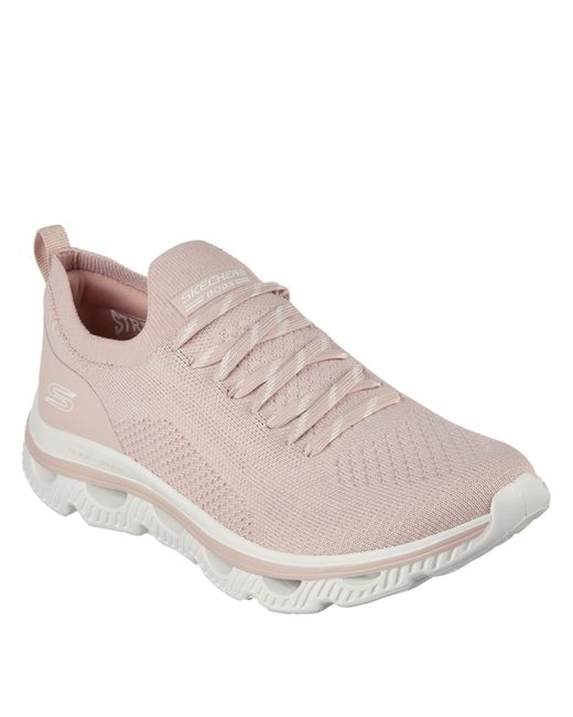 Skechers Pink Arc Waves Slip On Trainers