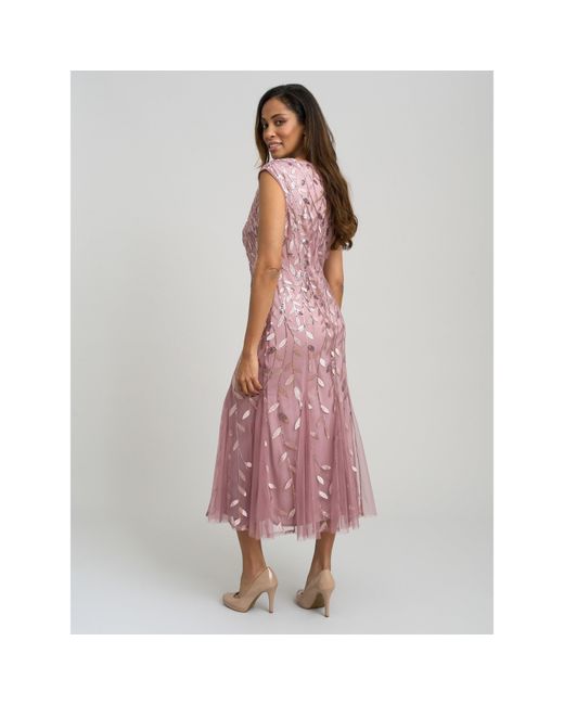 Gina Bacconi Pink Lolly Midi Emroidered Dress