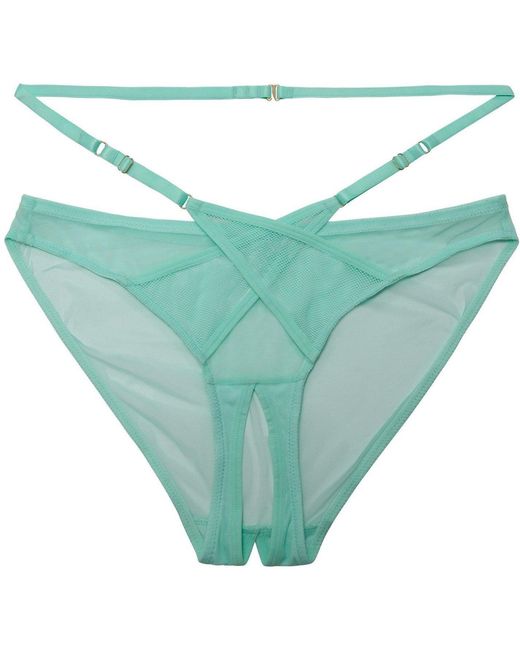Playful Promises Green Eddie Crossover Wrap Crotchless Brief