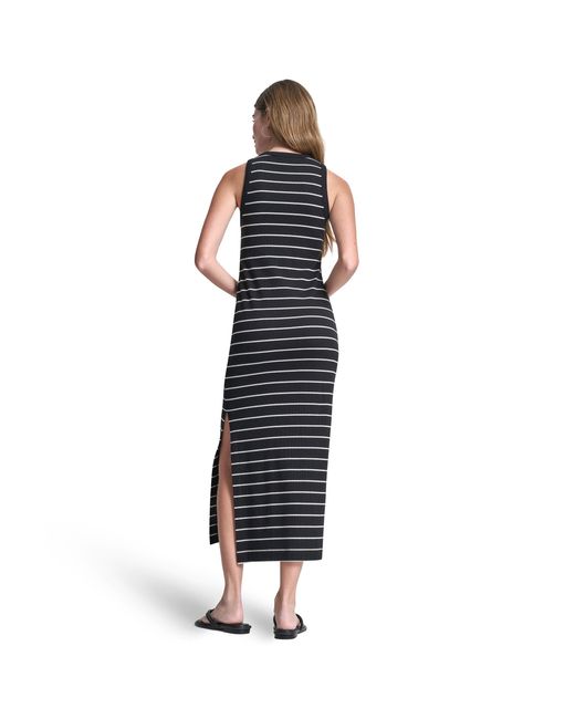DKNY Black Jeans Striped Rib Tank Maxi Dress