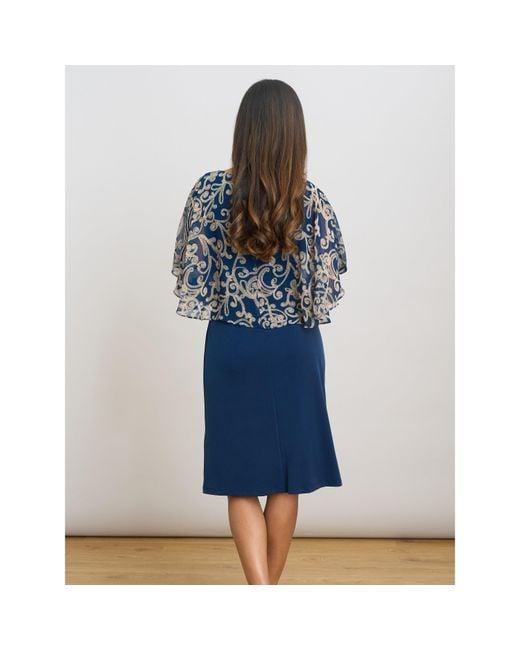 Gina Bacconi Blue Gracie Chiffon Overlay Dress