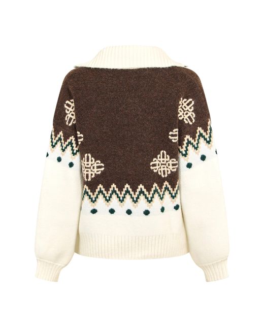 The Couture Club Brown Embroidered V-Neck Jumper