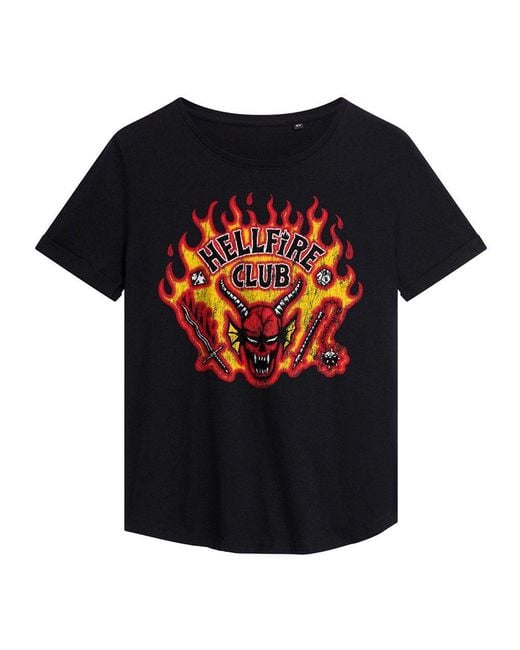 Stranger Things Black Hellfire Flames Fashion T-Shirt B