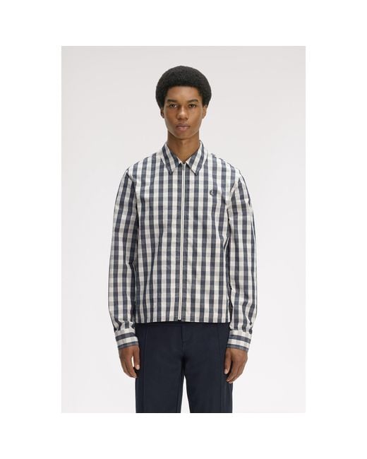 Fred Perry Black Long Sleeve Patterned Shirt for men