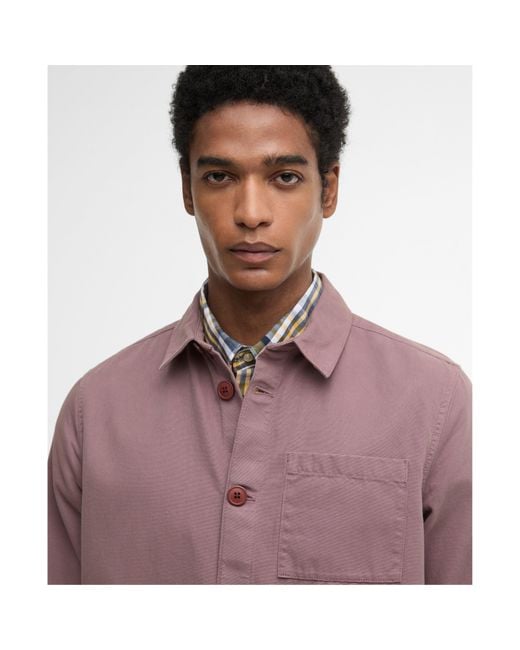 Barbour Purple Washed Cotton Long Sleeve Overshirt for men