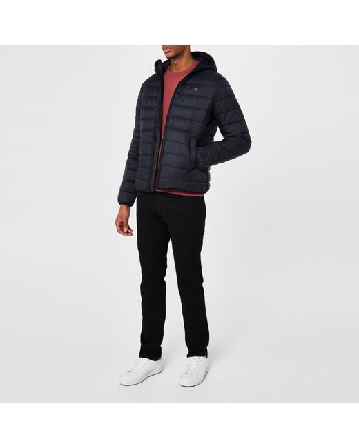 Farah Blue Meeson Hooded Long Sleeve Short Puffer Jacket for men