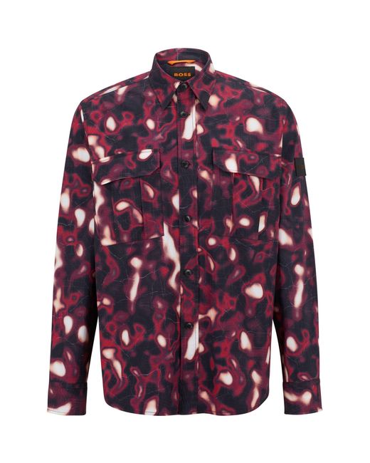 Boss Purple Lisel Plain Long-Sleeve Shirt for men