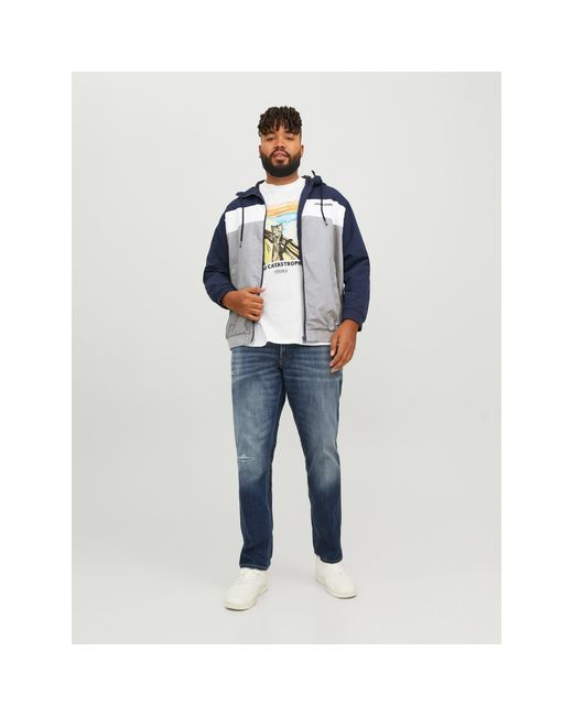 Jack & Jones Blue Hooded Bomber Plus Size for men