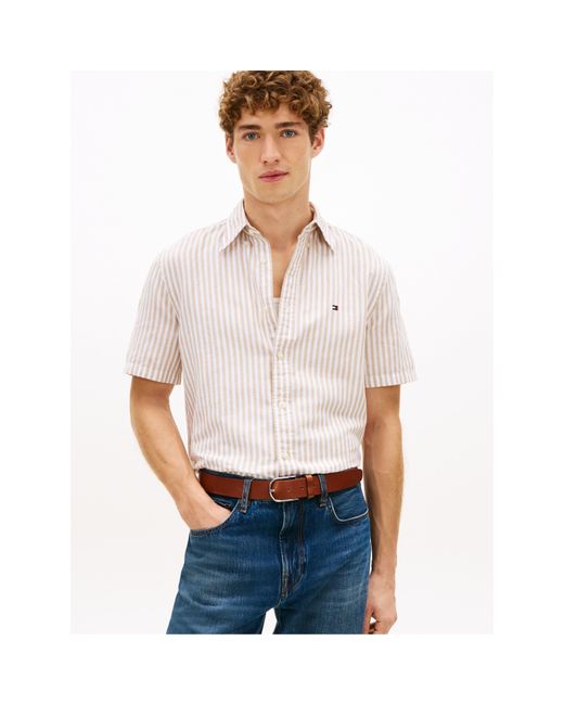 Tommy Hilfiger Pink Patterned Short Sleeve Shirt for men