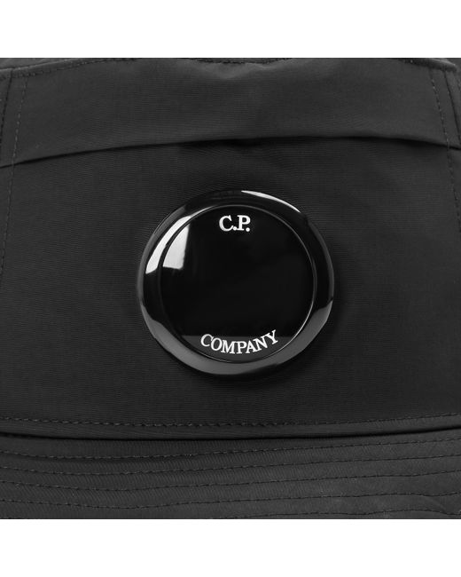 C P Company Black Bucket Hat for men
