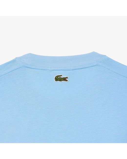 Lacoste Blue Signature Print Cotton T-Shirt for men