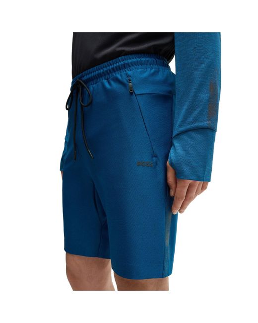 Boss Blue Headlo Active Fleece Jogger Shorts for men