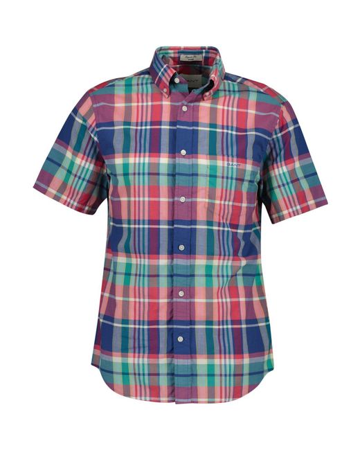 Gant Blue Patterned Short Sleeve Shirt for men
