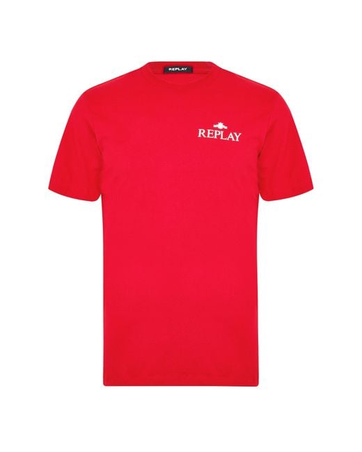 Replay Red Small Logo T-Shirt for men
